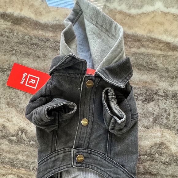 NWT XSmall (11-13") Dog/Cat/Pet Dark Grey Denim Jacket With Hoodie- Reddy - Picture 1 of 4